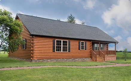 Single-story modular log cabin